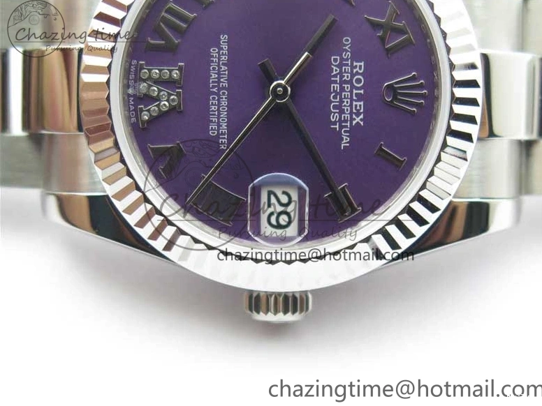 MiroTime 0429 Datejust 31mm 278271 SS BP Maker Best Edition Purple Roman Dial on Oyster Bracelet Modern 2752
